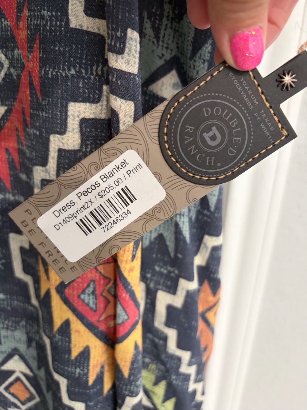 Double D Ranch Navy Aztec V-Neck dress. New with tag. - Picture 4 of 4